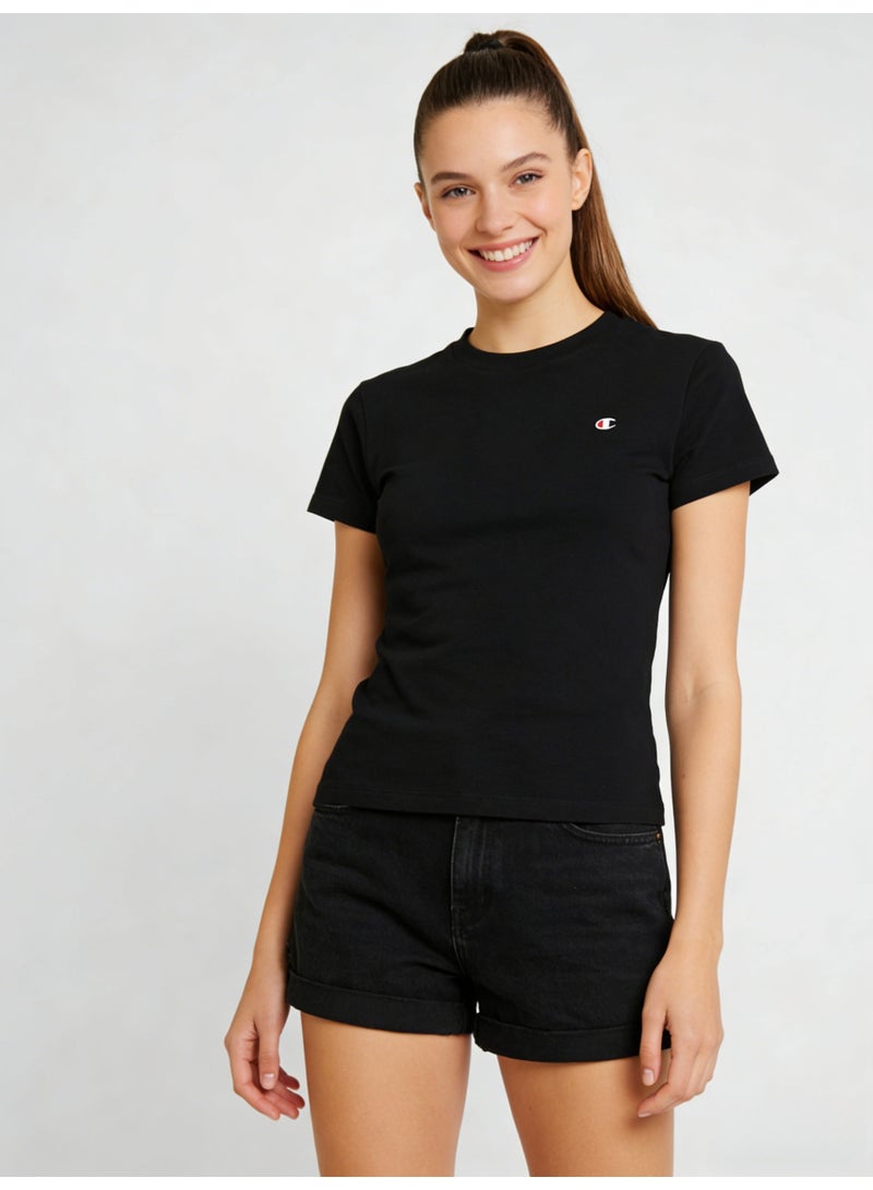 Champion Women's Classic Small Logo Crewneck Short Sleeve T-Shirt, Black - Image 2