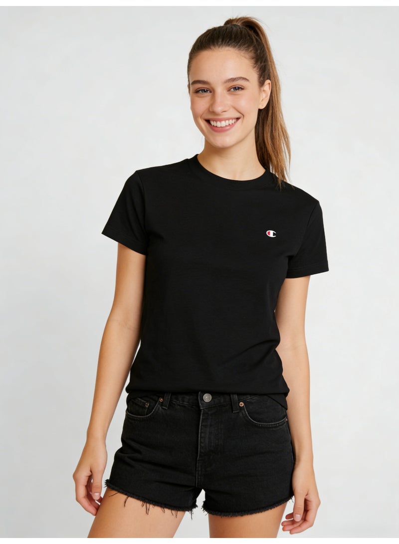 Champion Women's Classic Small Logo Crewneck Short Sleeve T-Shirt, Black - Image 1