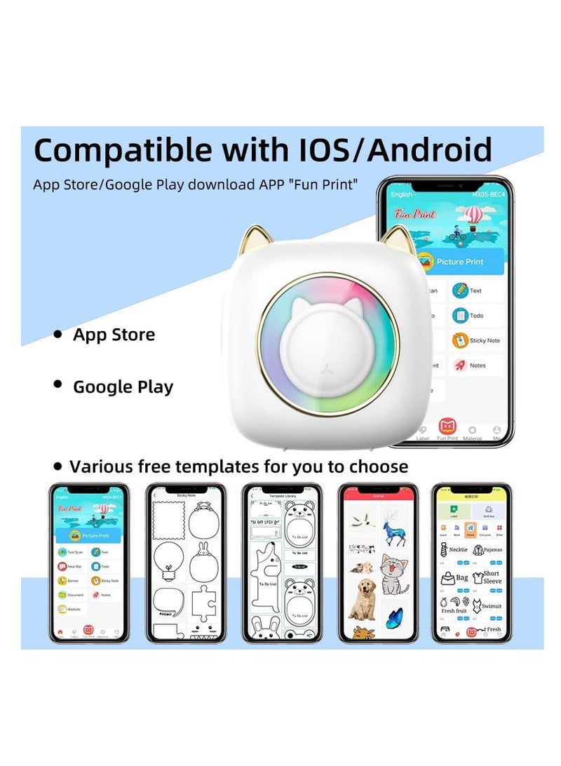 طابعة جيب صغيرة محمولة مع إضاءة LED ملونة وصانعة ملصقات مخصصة لمشاريع DIY والدراسة - Image 5