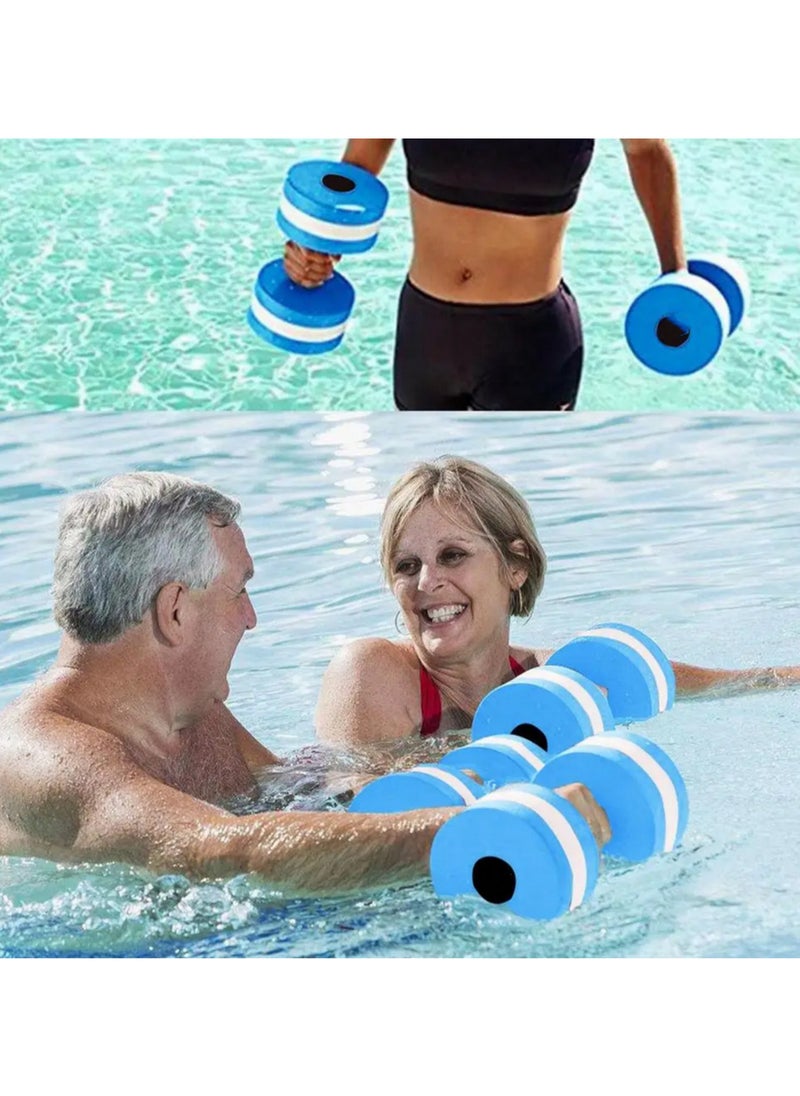 Generic 2Pcs Water Aerobics Dumbbells EVA Floating Pool Dumbbells for Aqua Fitness, Swimming, Yoga Exercise Lightweight, Durable, Stylish Blue Aquatic Barbell Set  - Image 3