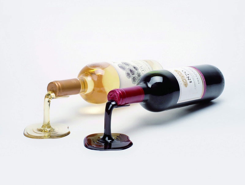 Beyond123 Spilled Wine Bottle Holder - Fun and Unique Way to Display Your Favorite Wine - Red and White (Set of 2) - Image 1