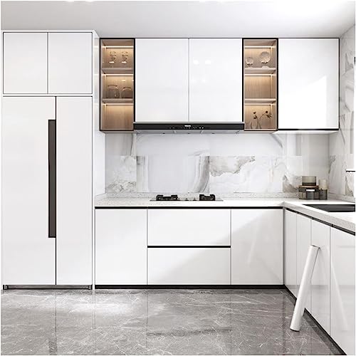 SIA VENDORS Self Adhesive Wallpaper Glossy Marble Peel and Stick Removable Vinyl Contact Paper for Countertop Cabinet Furniture Refurbishment Kitchen,Wardrobe (12 X 48 Inch, Shiny White) - Image 4