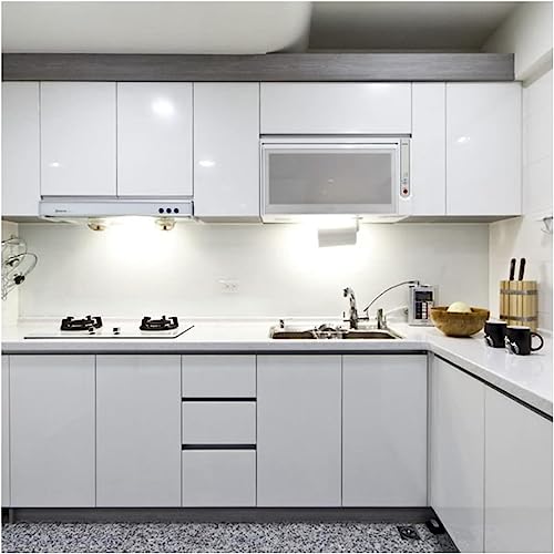 SIA VENDORS Self Adhesive Wallpaper Glossy Marble Peel and Stick Removable Vinyl Contact Paper for Countertop Cabinet Furniture Refurbishment Kitchen,Wardrobe (12 X 48 Inch, Shiny White) - Image 2