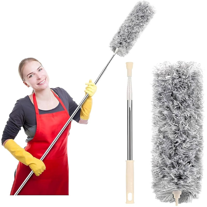 Vivatra Microfiber Feather Duster Bendable Extendable Fan Cleaning Duster with 100 inches Expandable Pole Handle Washable Duster for High Ceiling FansWindow Blinds Furniture