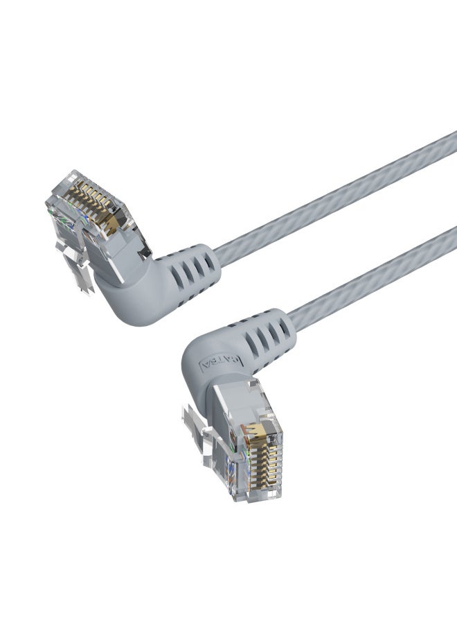Generic Weixun Fine Network Line Exceeds 66 Universal 360 Rotating Double Elbow Gigabit Home Router High Speed Computer Line-Color:Grey-Line Length:1 M  - Image 1