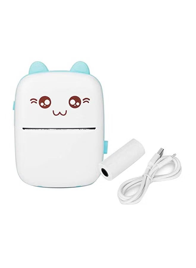 Mini Portable Thermal Printer with 1 Roll Paper Blue/White  - Image 1