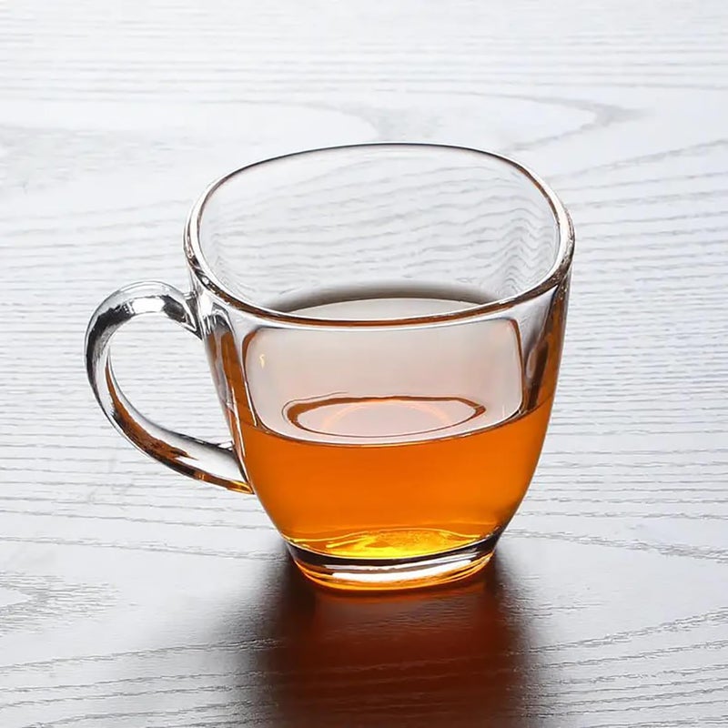 bellemax 210ML Premium Glass Tea and Coffee Cup Glass Mug TransparentGlass Cups Set for Milk Cup HotCold Drinks Cups Herbal Tea Green Tea Lemon Tea Cup Set of 6 - Image 1