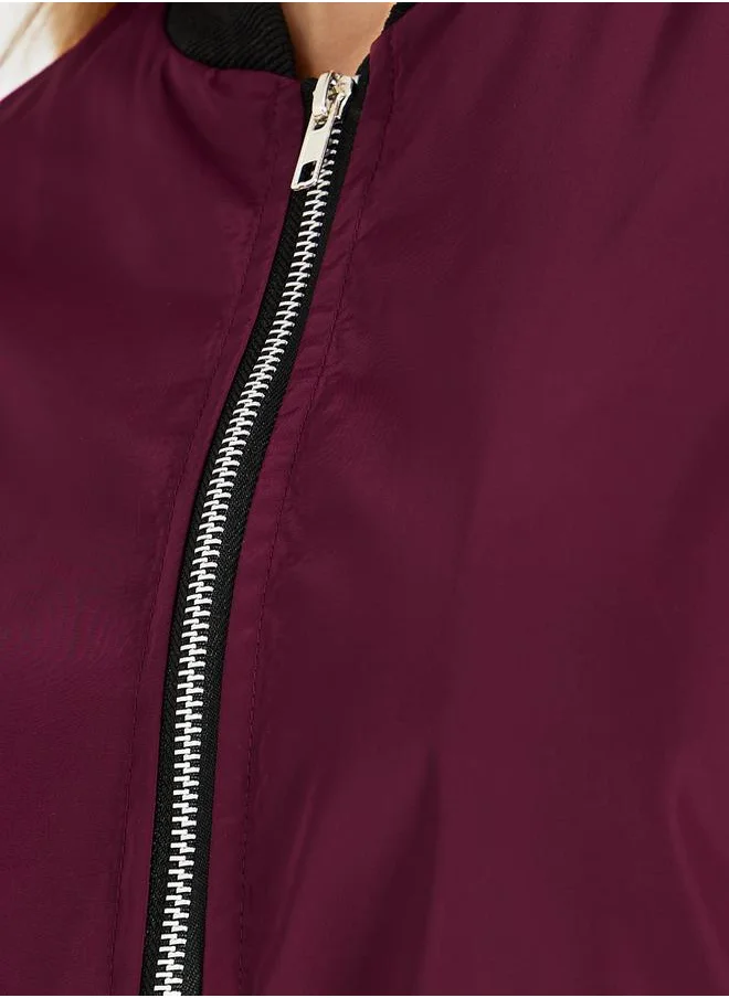 Styli Regular Fit Regular Length Zip Up Bomber Jacket