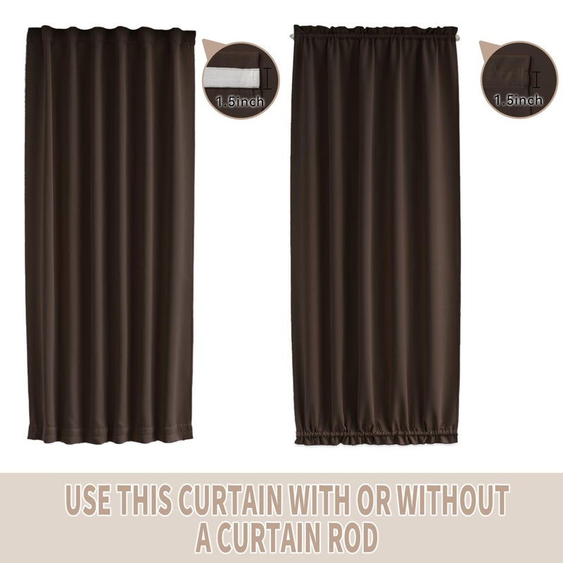 Vatge Door Window Curtains - Privacy Door Window Treatment Drapery for French Sliding Doors and Glass Patios  1 Panel  W25 x L40  Brown - Image 4