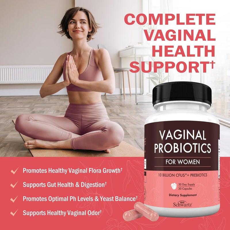 BioSchwartz Vaginal Probiotics for Women Supplement with Prebiotics Lactobacillus Crispatus  Supports Womens Health by Promoting Healthy Vaginal Odor Flora PH Balance  30 Day Supply 30 Capsules - Image 4