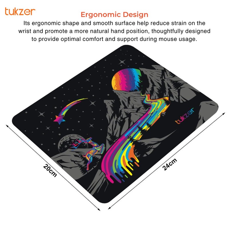 tuKZer Mouse pad with Non-Slip Rubber Base Desk Mat, Smooth Cloth Surface, Smooth Mouse Control, Speed and Precision Operation for Laser and Optical Mouse/Mice, Laptop, PC (238 X 200 mm-Vivid) - Image 3