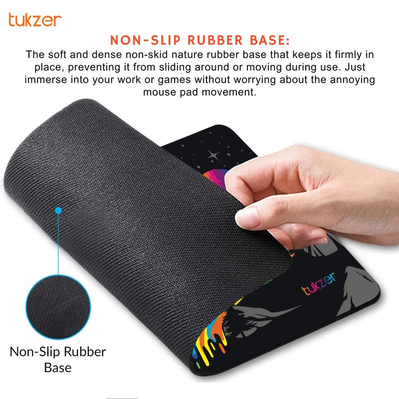 tuKZer Mouse pad with Non-Slip Rubber Base Desk Mat, Smooth Cloth Surface, Smooth Mouse Control, Speed and Precision Operation for Laser and Optical Mouse/Mice, Laptop, PC (238 X 200 mm-Vivid) - Image 2