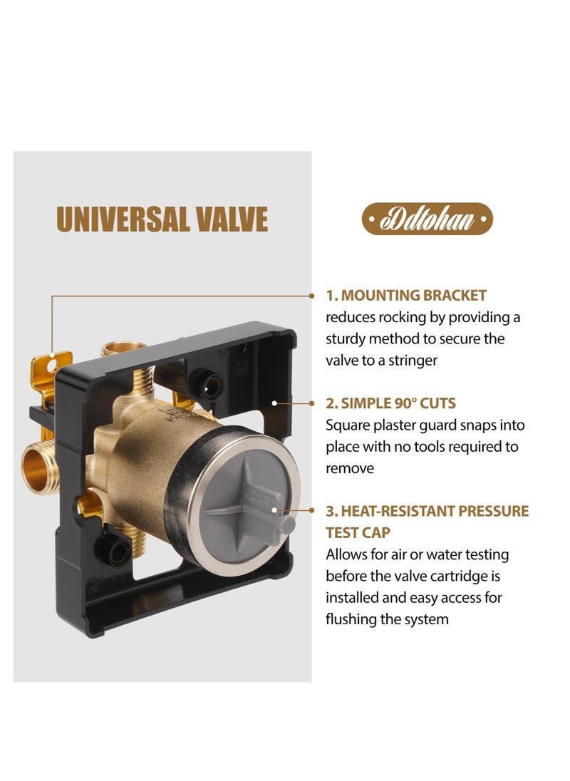 Excefore - R10000-UNBXHF MultiChoice Universal Shower Valve Body, for Shower Faucet Trim Kits, for D 13, 14, 17 or 17T Series Single-Function or Dual-Functions Shower Valve Trim Kits, with Screwdriver Stops - Image 1