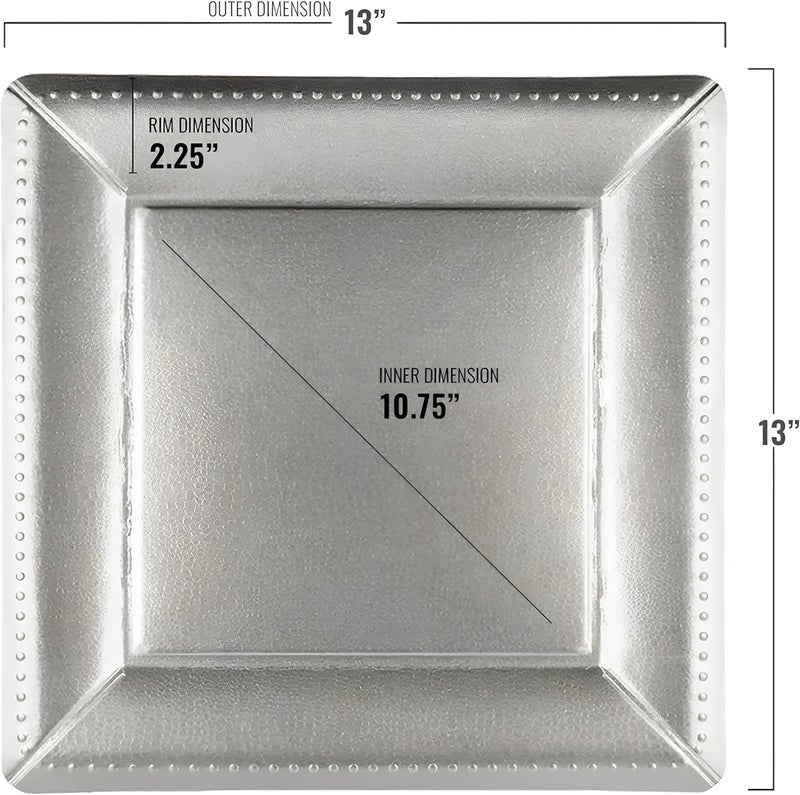 kaya Luxurious Silver Square Edge Beaded Paper Disposable Charger Plates  13 Pack of 10  Elegant and Ecofriendly  Perfect for Weddings Parties and Celebrations Large - Image 4