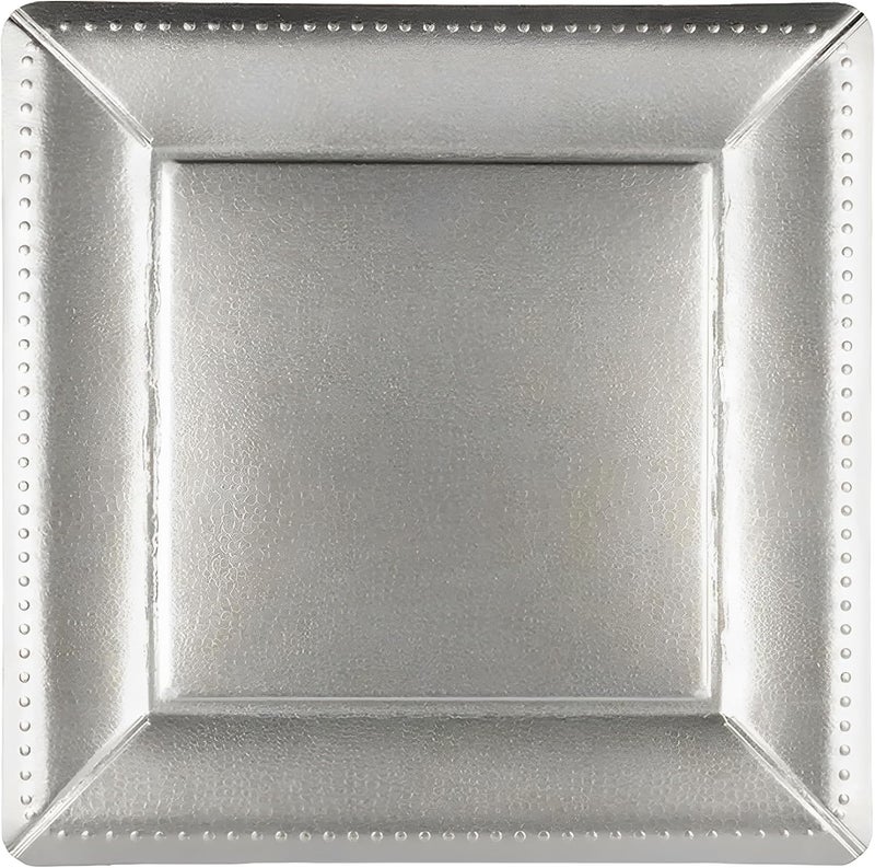 kaya Luxurious Silver Square Edge Beaded Paper Disposable Charger Plates  13 Pack of 10  Elegant and Ecofriendly  Perfect for Weddings Parties and Celebrations Large - Image 2