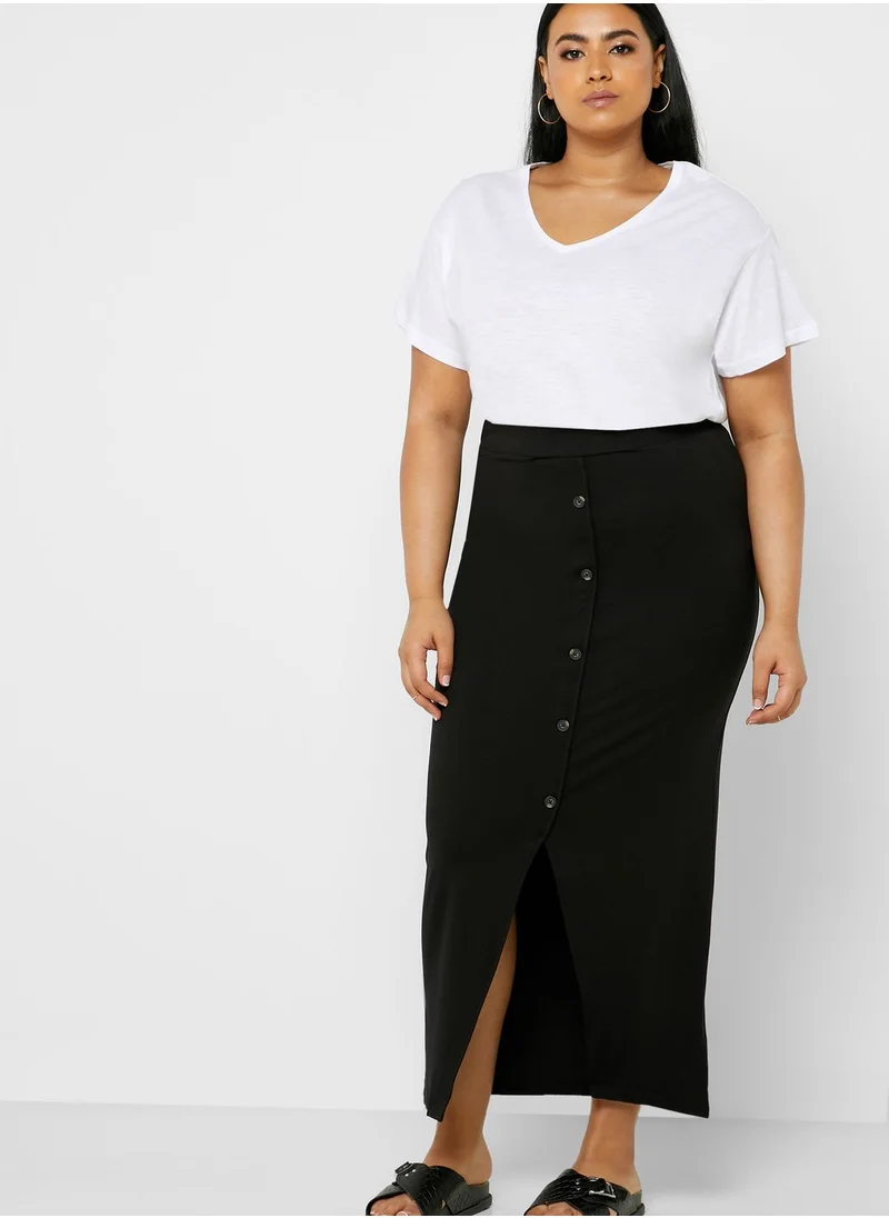 Simply Be Button Through Tube Maxi Skirt