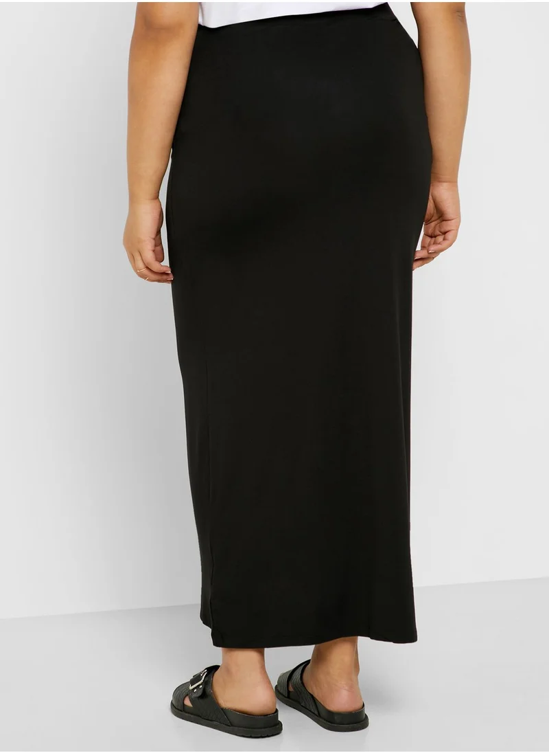 Simply Be Button Through Tube Maxi Skirt