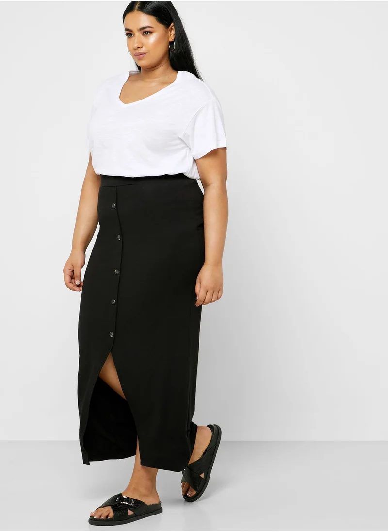 Simply Be Button Through Tube Maxi Skirt