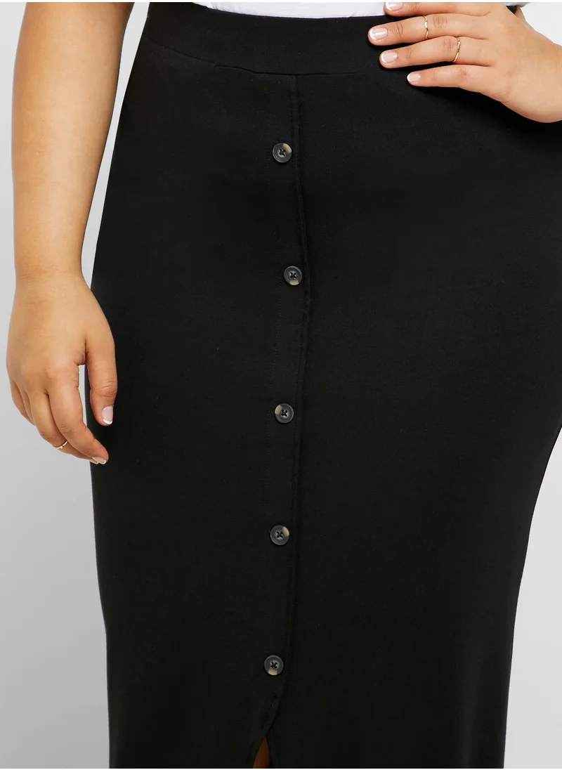 Simply Be Button Through Tube Maxi Skirt