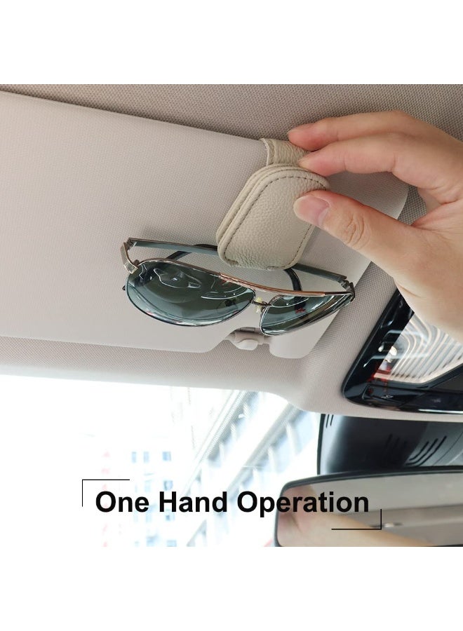 Chabeia 2 Packs Leather Sunglasses Holders for Car Visor, Magnetic Sunglasses Holder ,Ticket Card Clip,Car Visor Accessories ,Glasses Eyeglass Hanger Clip , Car Glasses Holder, Ticket Business Card Clip, Eyeglasses Mount, Fit for Most Vehicles-Beige  - Image 5