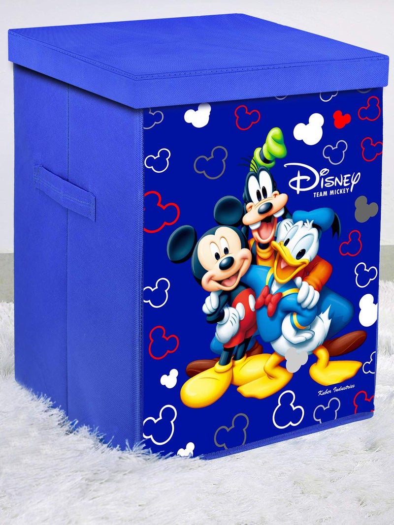 Kuber Industries Disney Team Mickey Print Non Woven Fabric Foldable Laundry Organiser with Lid & Handles (Royal Blue)-KUBMART3458 - Image 2