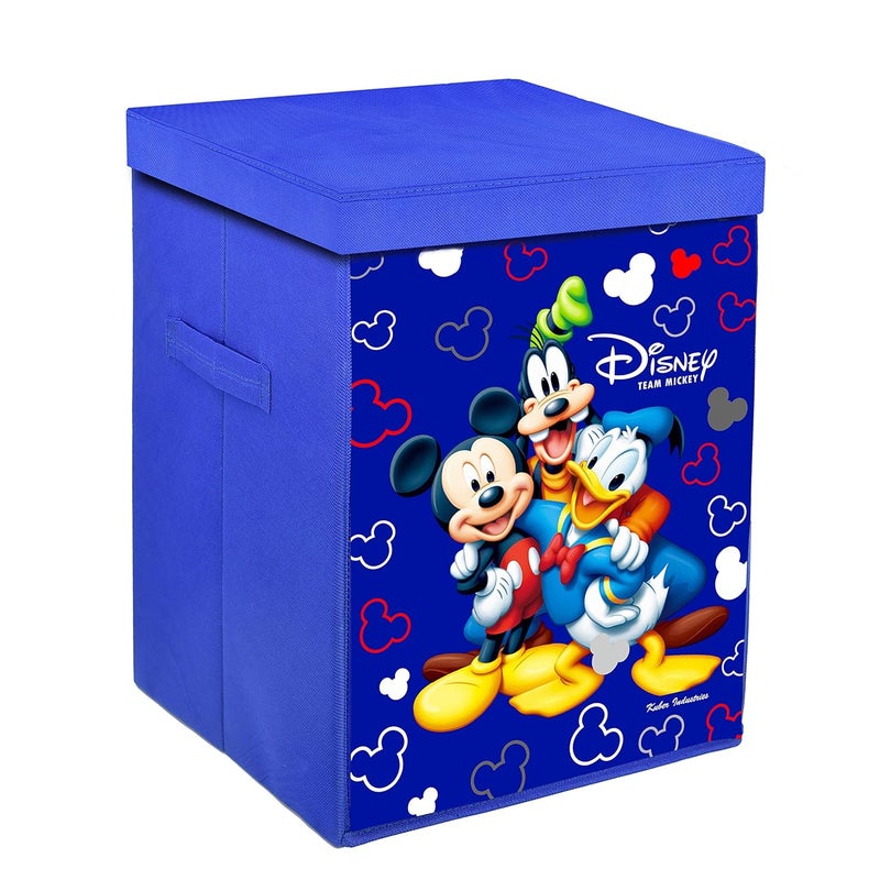 Kuber Industries Disney Team Mickey Print Non Woven Fabric Foldable Laundry Organiser with Lid & Handles (Royal Blue)-KUBMART3458 - Image 1