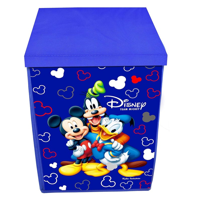 Kuber Industries Disney Team Mickey Print Non Woven Fabric Foldable Laundry Organiser with Lid & Handles (Royal Blue)-KUBMART3458 - Image 5