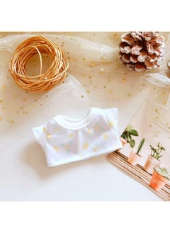 Cotton Doll 20cm Baby Clothes Star Doll Normal Body Chubby Body Naked Doll Wool Suspender T-shirt-Specifications:20cm-Color:Short-sleeved Yellow Flower