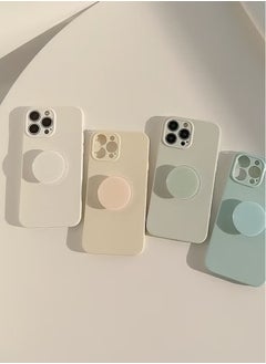 Generic Light Yellow iphone14 Plus TPU Case w/Stand Liquid Silicone Soft Case All-in-One Drop-proof iPhone Case14  - Image 3