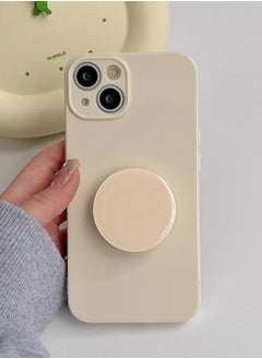 Generic Light Yellow iphone14 Plus TPU Case w/Stand Liquid Silicone Soft Case All-in-One Drop-proof iPhone Case14  - Image 2