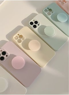 Generic Light Yellow iphone14 Plus TPU Case w/Stand Liquid Silicone Soft Case All-in-One Drop-proof iPhone Case14  - Image 4