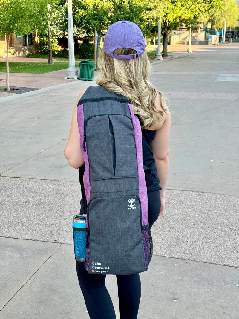 WARRIOR2 Yoga Mat Bag Carrier - Large Pockets & Water Bottle Holders. Yoga Backpack Fits 0.5" Thick x 26" Wide Mats. Hands-Free, Left-Right Switchable, Yoga, Gym, Cycling - Image 2