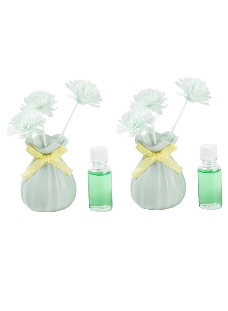 2 قطعة فواحة مع أعواد بخور وزهور صناعية