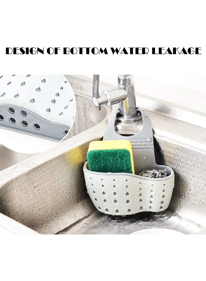 UREVO Sink Caddy Sponge Holder, Kitchen Sink Storage Basket Hanging Bag Basket Organizer for Sponges Soaps and Cleaning Brushes Sink Accessories - Image 2