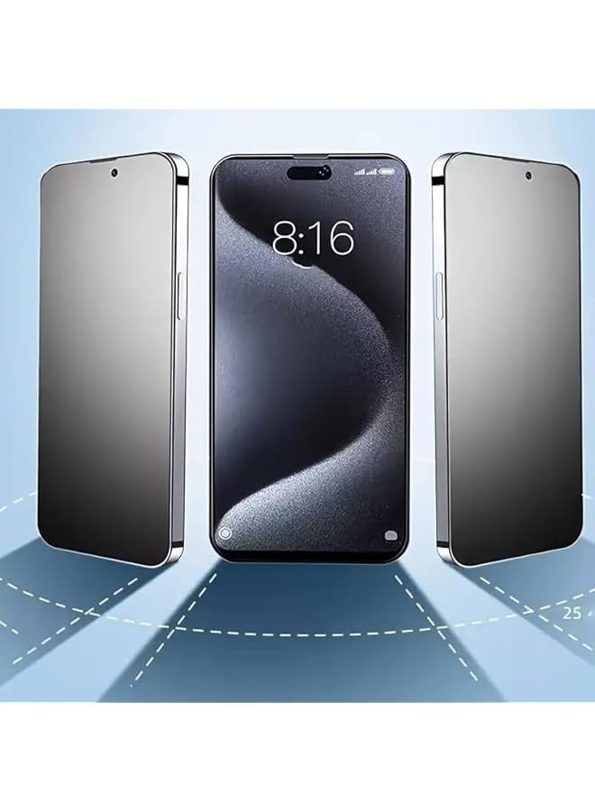بروماس واقي شاشة للخصوصية من السيراميك غير اللامع مضاد للتجسس لهاتف Iphone 15 Pro Max [ليس زجاجًا]، طبقة مرنة لاصقة كاملة مضادة للتجسس لهاتف Iphone 15 Pro Max 2023 أسود - Image 2