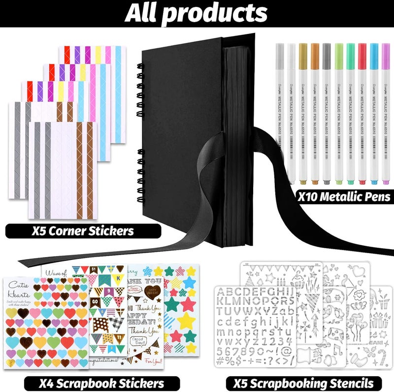 Gotideal 80 Pages DIY Scrapbook Album - Black Craft Paper Photo Album for Weddings and Anniversaries - Image 2