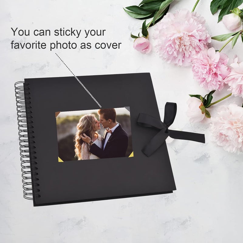 Gotideal 80 Pages DIY Scrapbook Album - Black Craft Paper Photo Album for Weddings and Anniversaries - Image 3