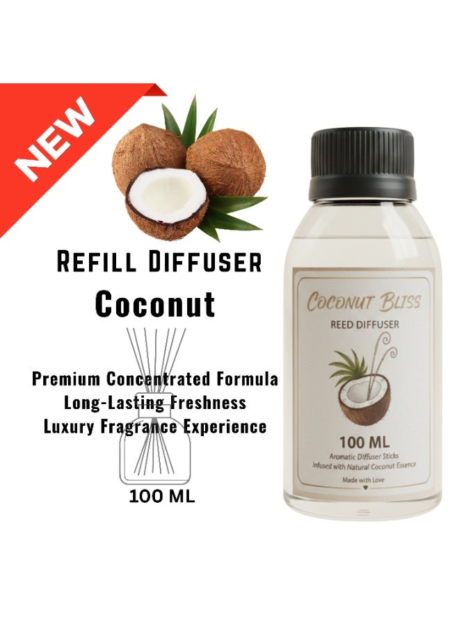 Coconut Concentrated Perfume 100ml Refill Bottle for All Diffusers - Long-Lasting Scent for Home and Car - Health Safe - Image 1