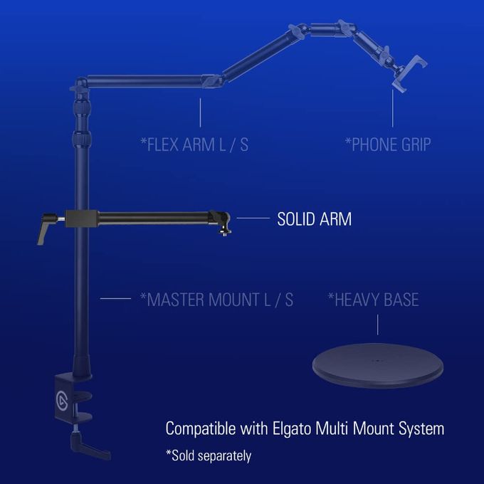 elgato Solid Arm, Holding Arm With Padded Clamp For Easy Mounting And Adjusting Of Lights, Cameras, And Microphones, For Streaming, Videoconferencing, And Studios - Image 3