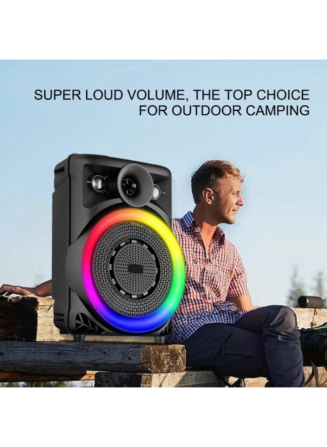 singe ZQS803 Wireless Bluetooth Karaoke Speaker with Built-In Microphone – Portable PA System with RGB LED Party Lights, USB/TF/AUX Music Playback & Rechargeable Battery – High-Power Sound with Deep Bass – Ideal for Home, Outdoor Events, Parties & Gatherings - Image 4