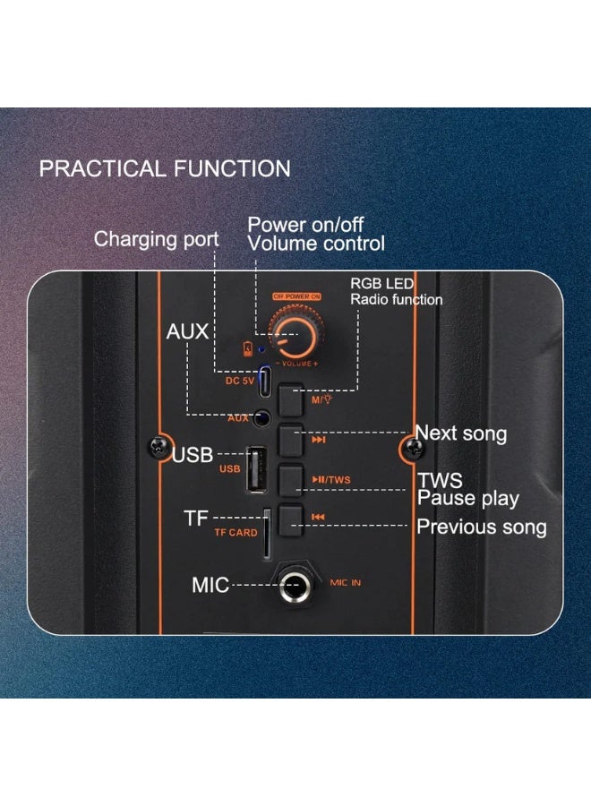 singe ZQS803 Wireless Bluetooth Karaoke Speaker with Built-In Microphone – Portable PA System with RGB LED Party Lights, USB/TF/AUX Music Playback & Rechargeable Battery – High-Power Sound with Deep Bass – Ideal for Home, Outdoor Events, Parties & Gatherings - Image 3
