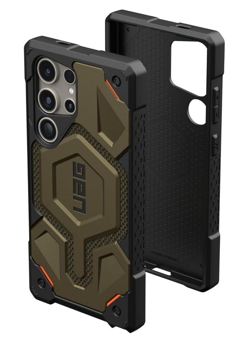 Urban Armor Gear - UAG Monarch Pro Kevlar MagSafe Samsung Galaxy S24 ULTRA Case Cover [25 Feet Drop tested]  - Kevlar Elemental Green - Image 1