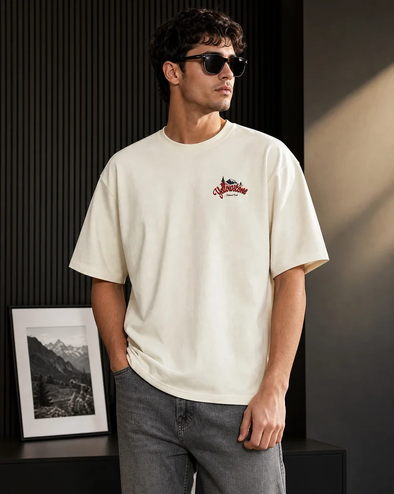 نوبيرو NOBERO Men's Premium Oversized Printed T-Shirt