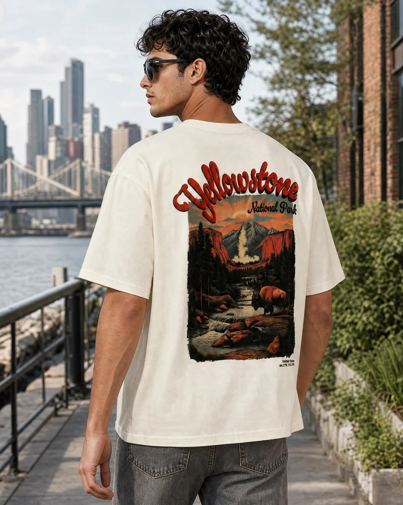 نوبيرو NOBERO Men's Premium Oversized Printed T-Shirt