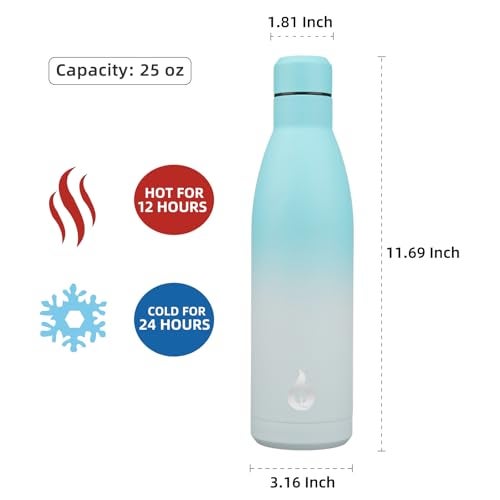 BJPKPK 25oz Insulated Stainless Steel Water Bottles Reusable Metal Travel Sports Water Bottle Keep Cold and HotSea Salt - Image 3