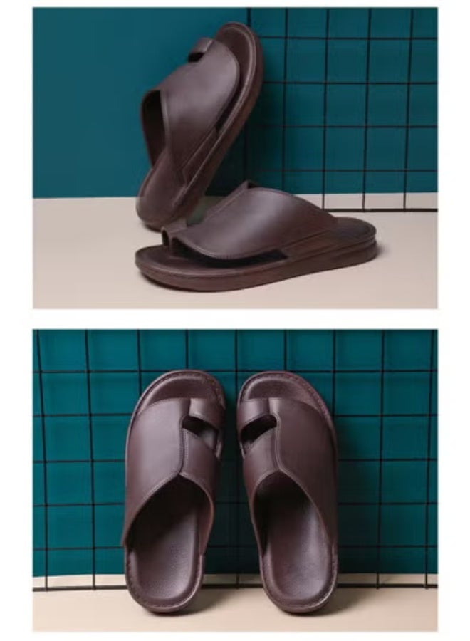 Saudi Arabia Dubai non-slip summer outdoor fashion soft bottom beach toe sandals casual men's slippers (brown)  - Image 2