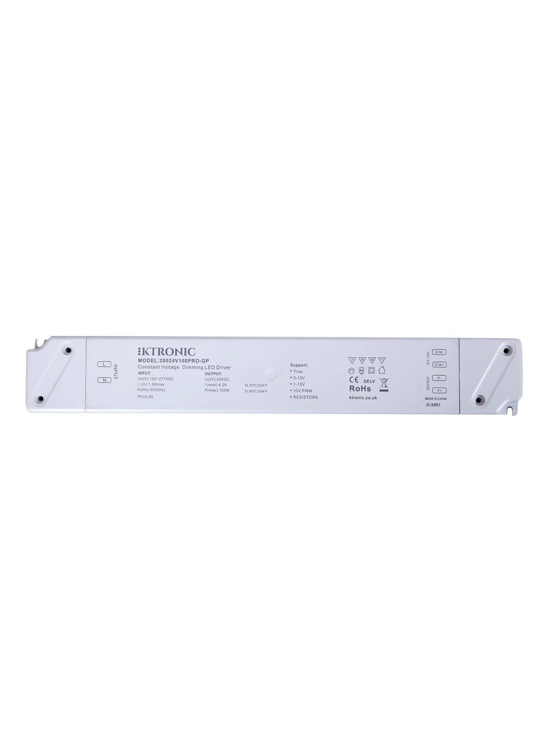 KTRONIC 100W 24V LED Driver – 5 in 1 LED Driver, 110-277VAC to 24V DC 4.17A MAX. 5 Dimming’s from Driver, Triac, 0-10V, 1-10V, 10V PWM and Resistors. - Image 2