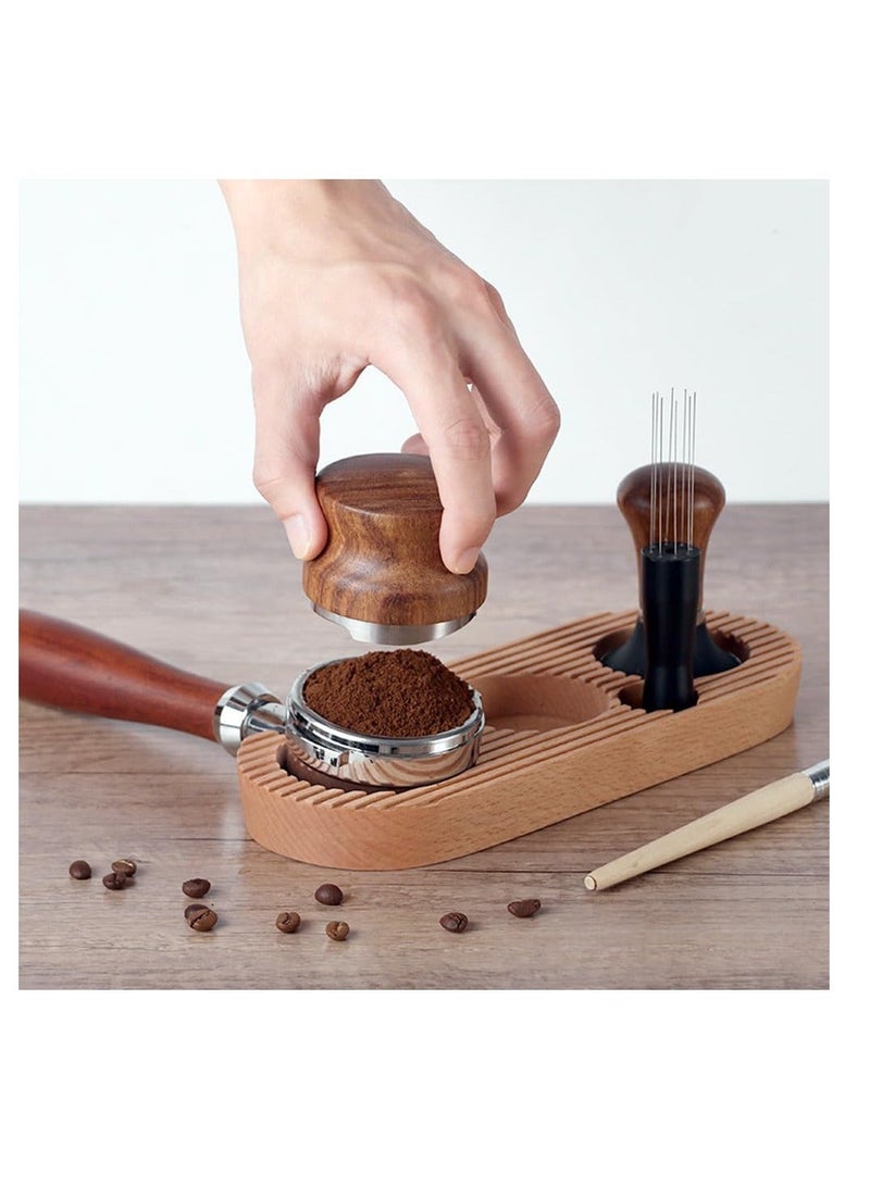 Espresso Tamping Station, Wooden Premium 3-in-1 Espresso Tamper Station, Distributor and Portafilter Holder, Coffee Station Organizer for Kitchen, Bar, Restaurant, Café, for 51mm/53mm  - Image 2