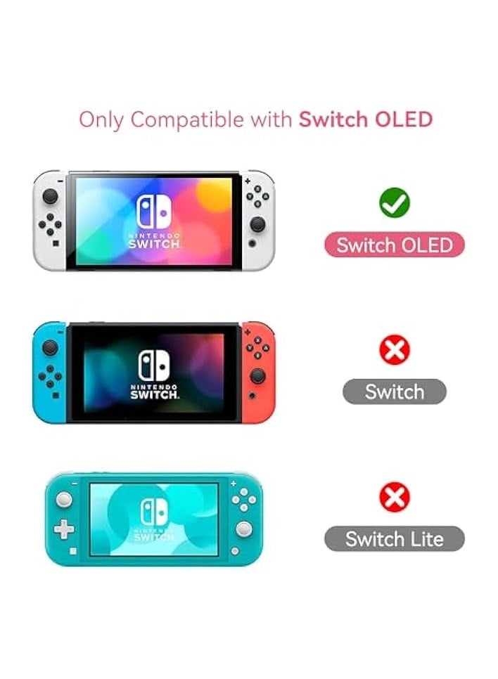 PROMASS Protective Case for Switch OLED Slim Cover Case Compatible with Nintendo Switch OLED Separable Soft Silicone Protective Shell for Joy Con with 2 Thumb Grip Caps - Spring Special Strawberry - Image 2