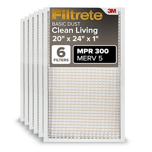 Filtrete 20x24x1 AC Furnace Air Filter, MERV 5, MPR 300, Capture Unwanted Particles, 3-Month Pleated 1-Inch Electrostatic Air Cleaning Filter, 6-Pack (Actual Size19.81x23.81x0.81 in) - Image 1